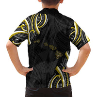 Traditional Art Hawaiian Kakau Tattoos Family Matching Tank Maxi Dress and Hawaiian Shirt Yellow Color LT03 - Polynesian Pride