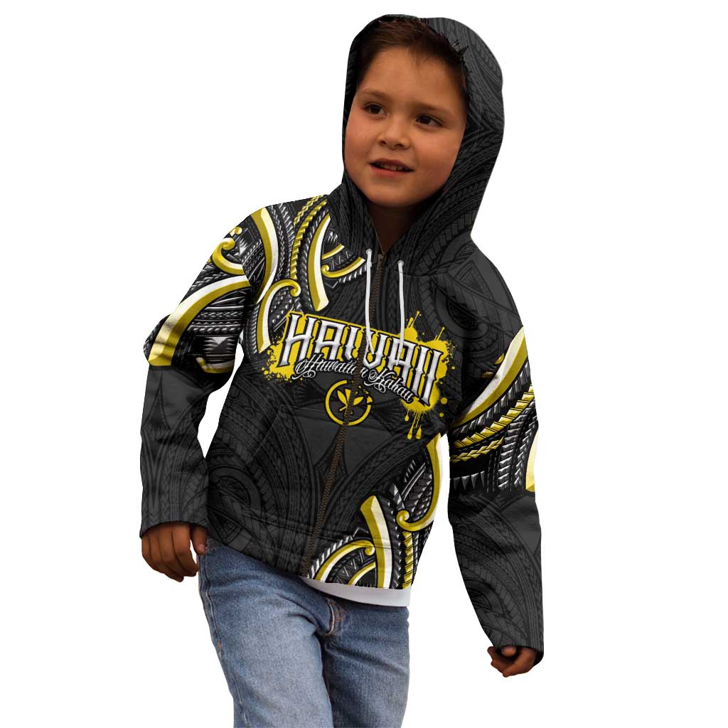 Traditional Art Hawaiian Kakau Tattoos Kid Hoodie Yellow Color - Polynesian Pride