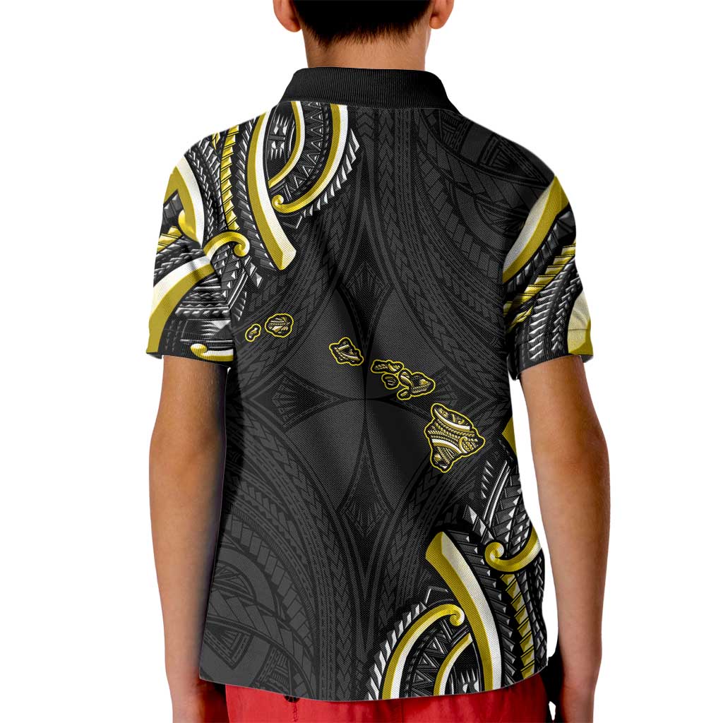 Traditional Art Hawaiian Kakau Tattoos Kid Polo Shirt Yellow Color - Polynesian Pride