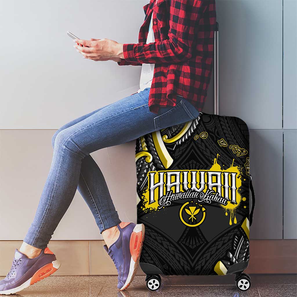 Traditional Art Hawaiian Kakau Tattoos Luggage Cover Yellow Color - Polynesian Pride