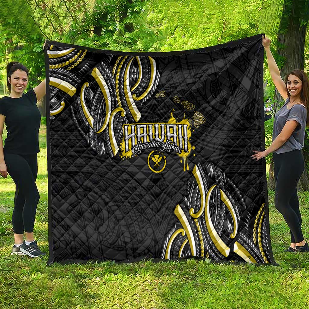 Traditional Art Hawaiian Kakau Tattoos Quilt Yellow Color LT03 - Polynesian Pride