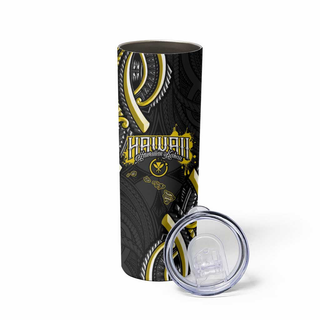 Traditional Art Hawaiian Kakau Tattoos Skinny Tumbler Yellow Color - Polynesian Pride