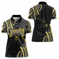 Traditional Art Hawaiian Kakau Tattoos Women Polo Shirt Yellow Color - Polynesian Pride