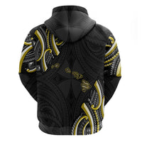 Traditional Art Hawaiian Kakau Tattoos Zip Hoodie Yellow Color - Polynesian Pride