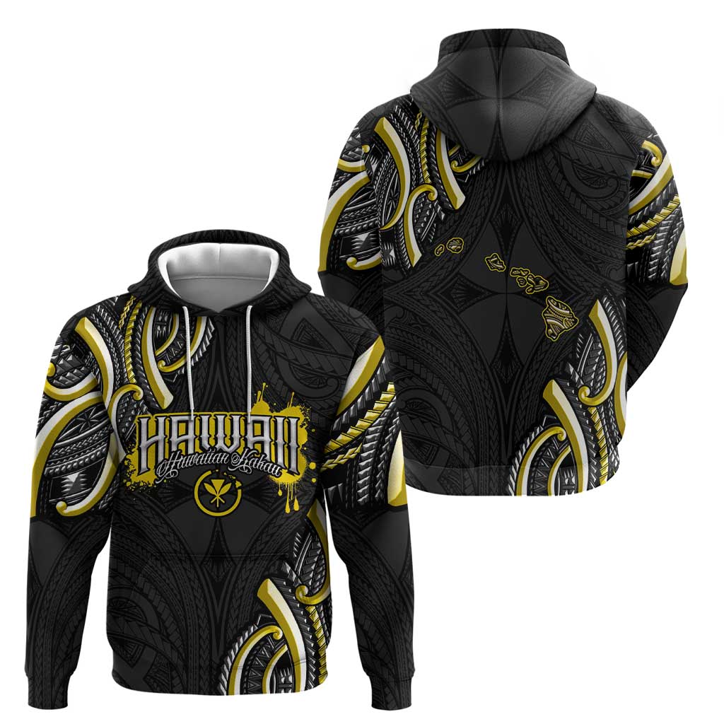 Traditional Art Hawaiian Kakau Tattoos Zip Hoodie Yellow Color - Polynesian Pride