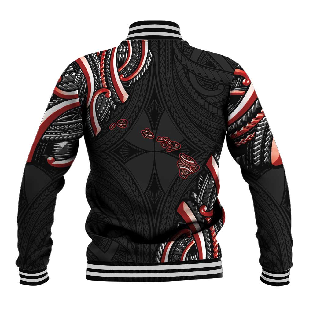 Traditional Art Hawaiian Kakau Tattoos Baseball Jacket Red Color - Polynesian Pride