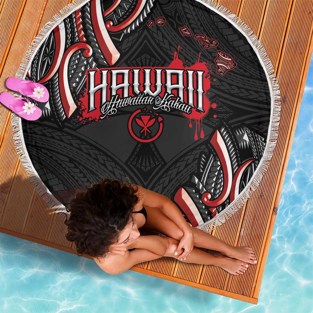 Traditional Art Hawaiian Kakau Tattoos Beach Blanket Red Color - Polynesian Pride