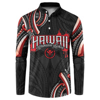 Traditional Art Hawaiian Kakau Tattoos Button Sweatshirt Red Color - Polynesian Pride