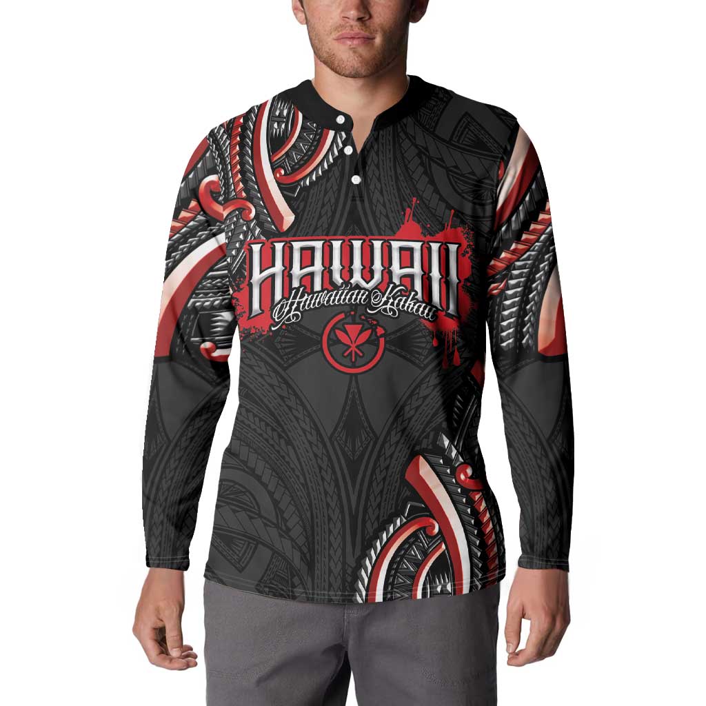 Traditional Art Hawaiian Kakau Tattoos Button Sweatshirt Red Color - Polynesian Pride