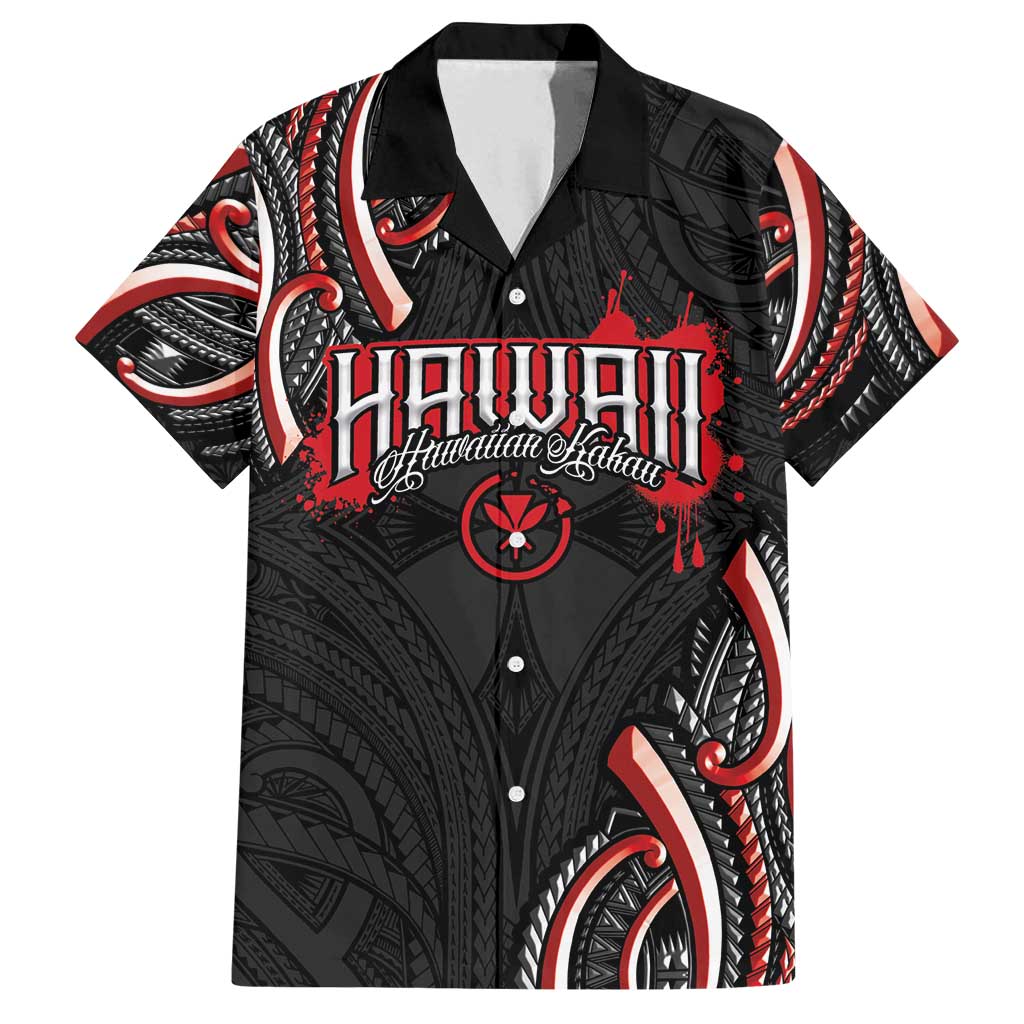 Traditional Art Hawaiian Kakau Tattoos Family Matching Long Sleeve Bodycon Dress and Hawaiian Shirt Red Color LT03 Dad's Shirt - Short Sleeve Red - Polynesian Pride
