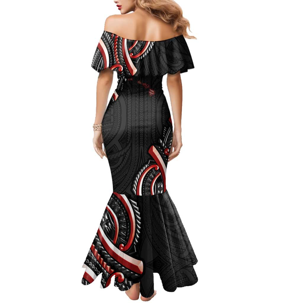 Traditional Art Hawaiian Kakau Tattoos Family Matching Mermaid Dress and Hawaiian Shirt Red Color LT03 - Polynesian Pride
