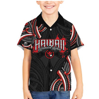 Traditional Art Hawaiian Kakau Tattoos Family Matching Mermaid Dress and Hawaiian Shirt Red Color LT03 Son's Shirt Red - Polynesian Pride