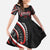 Traditional Art Hawaiian Kakau Tattoos Family Matching Off The Shoulder Long Sleeve Dress and Hawaiian Shirt Red Color - Polynesian Pride