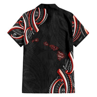 Traditional Art Hawaiian Kakau Tattoos Family Matching Off Shoulder Short Dress and Hawaiian Shirt Red Color LT03 - Polynesian Pride
