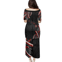Traditional Art Hawaiian Kakau Tattoos Family Matching Puletasi and Hawaiian Shirt Red Color LT03 - Polynesian Pride