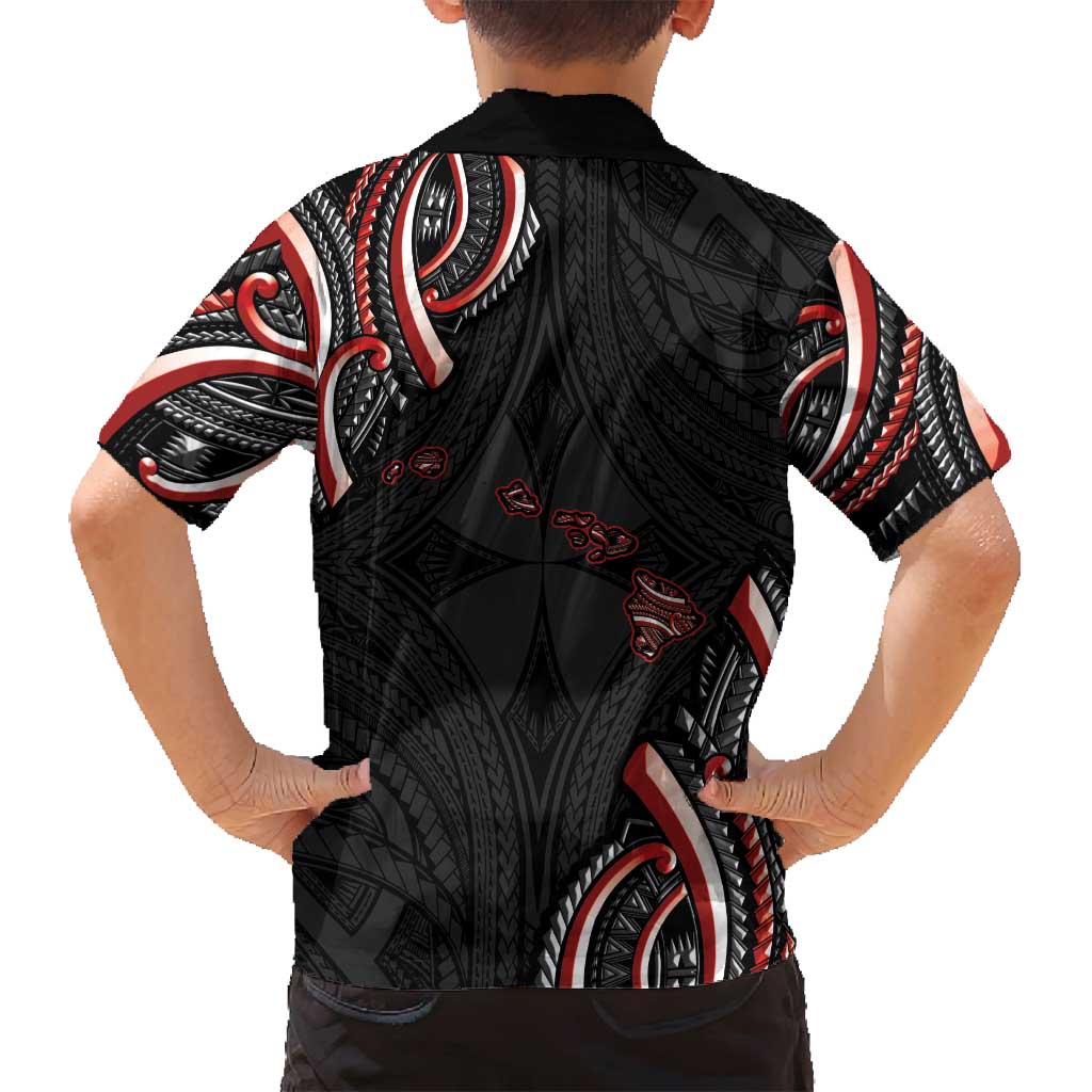 Traditional Art Hawaiian Kakau Tattoos Family Matching Tank Maxi Dress and Hawaiian Shirt Red Color LT03 - Polynesian Pride