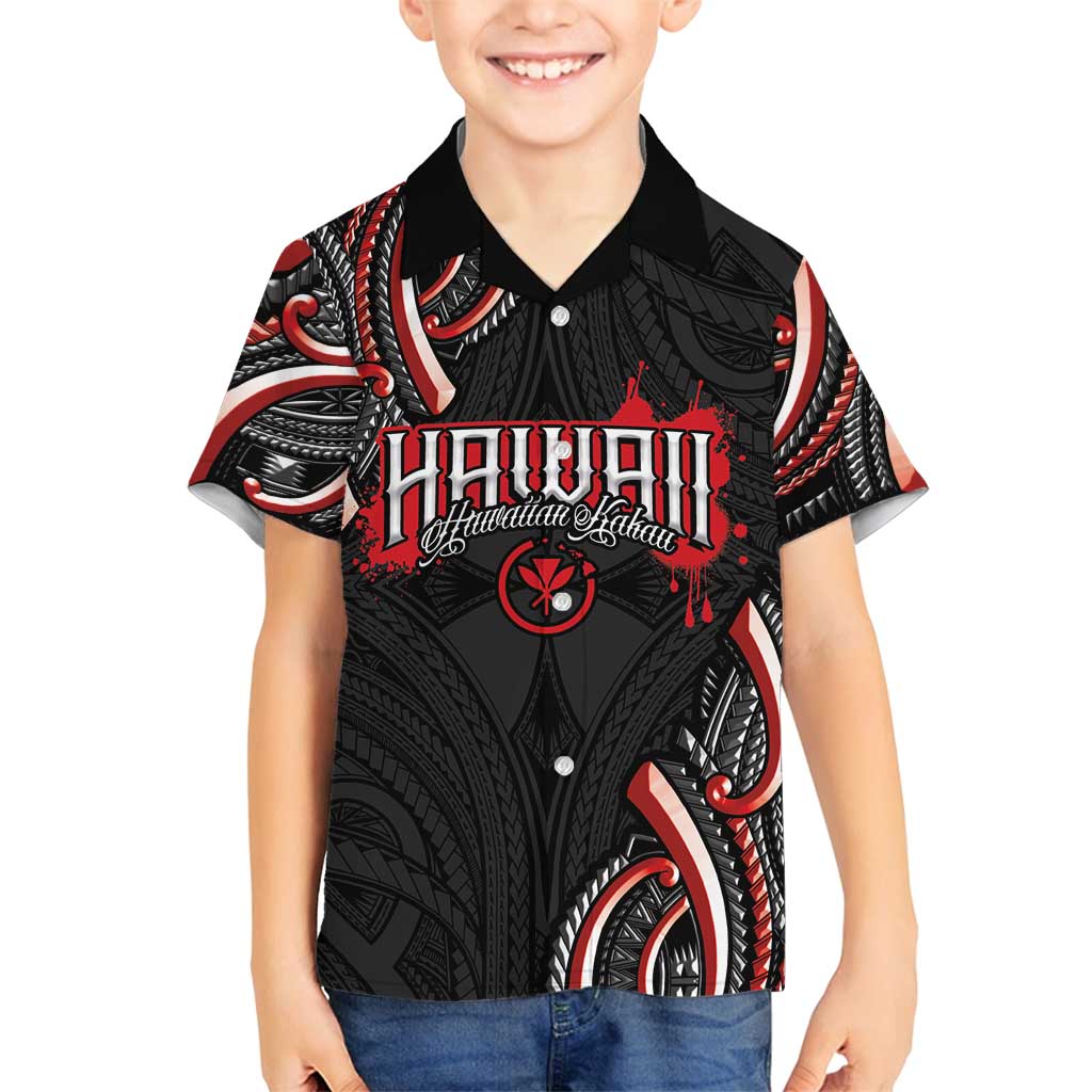 Traditional Art Hawaiian Kakau Tattoos Family Matching Tank Maxi Dress and Hawaiian Shirt Red Color LT03 Son's Shirt Red - Polynesian Pride