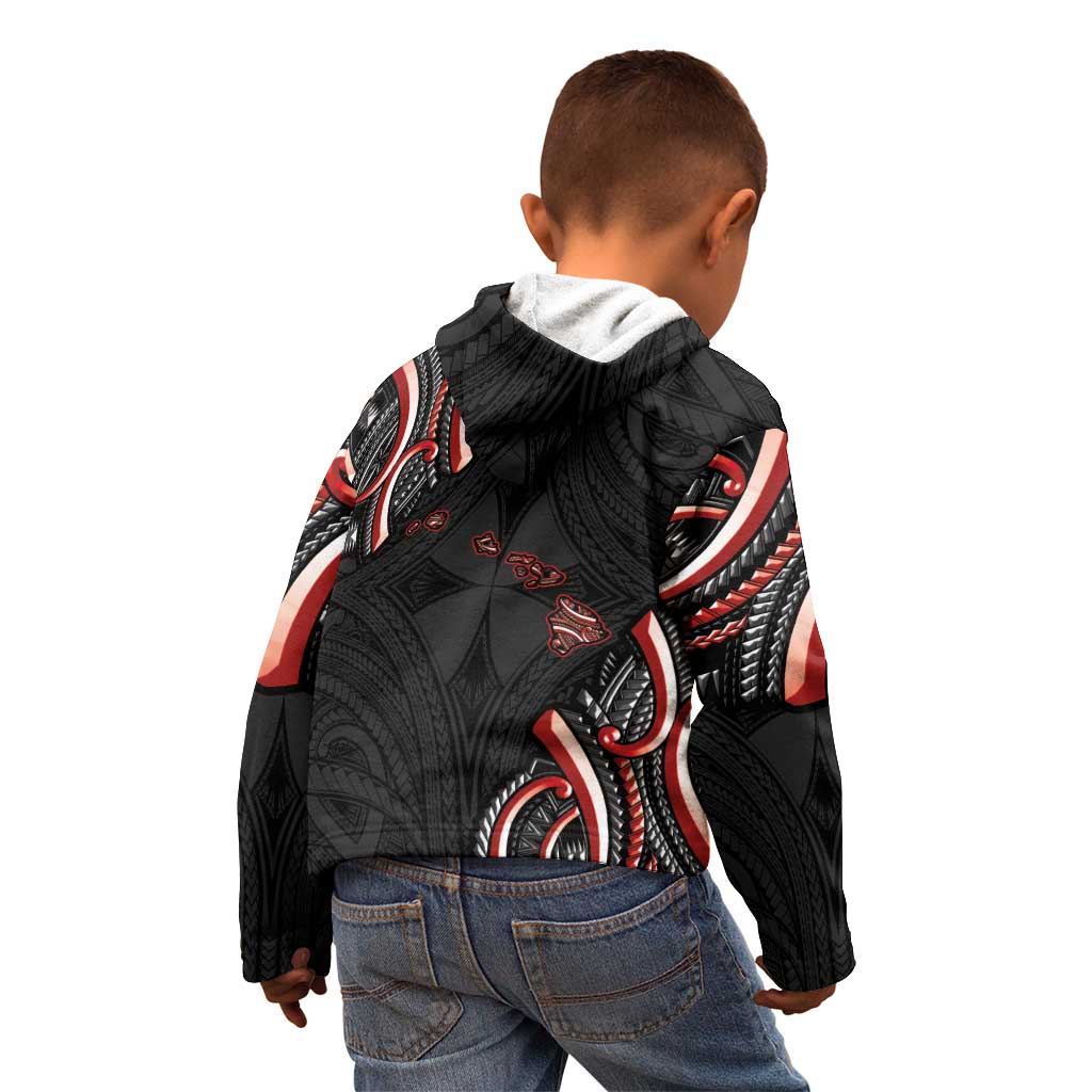 Traditional Art Hawaiian Kakau Tattoos Kid Hoodie Red Color - Polynesian Pride