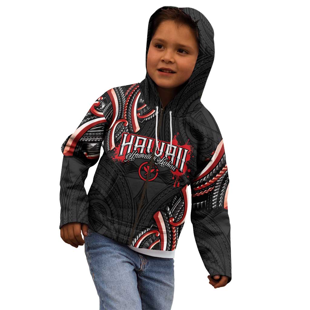 Traditional Art Hawaiian Kakau Tattoos Kid Hoodie Red Color - Polynesian Pride