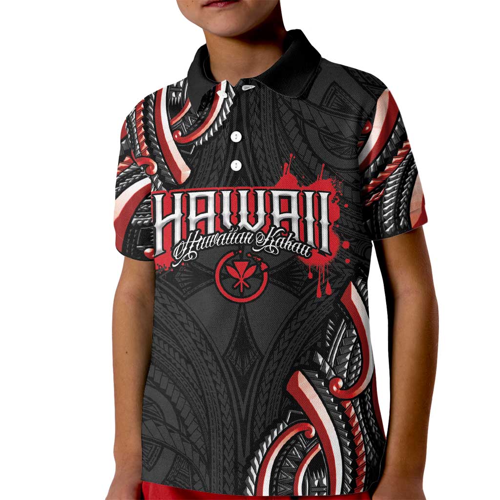 Traditional Art Hawaiian Kakau Tattoos Kid Polo Shirt Red Color - Polynesian Pride