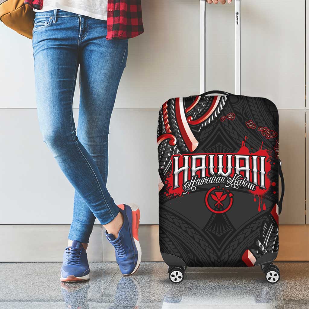 Traditional Art Hawaiian Kakau Tattoos Luggage Cover Red Color - Polynesian Pride