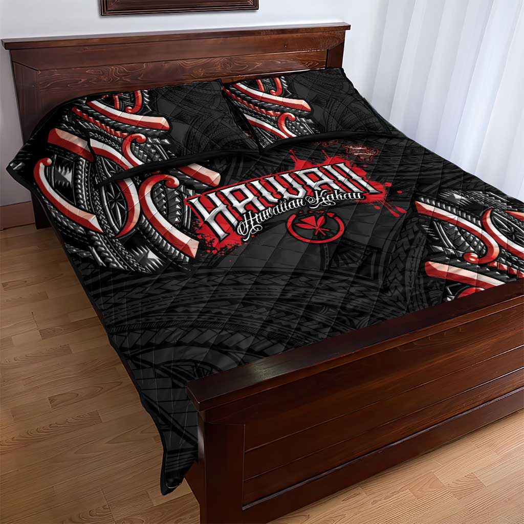 Traditional Art Hawaiian Kakau Tattoos Quilt Bed Set Red Color - Polynesian Pride