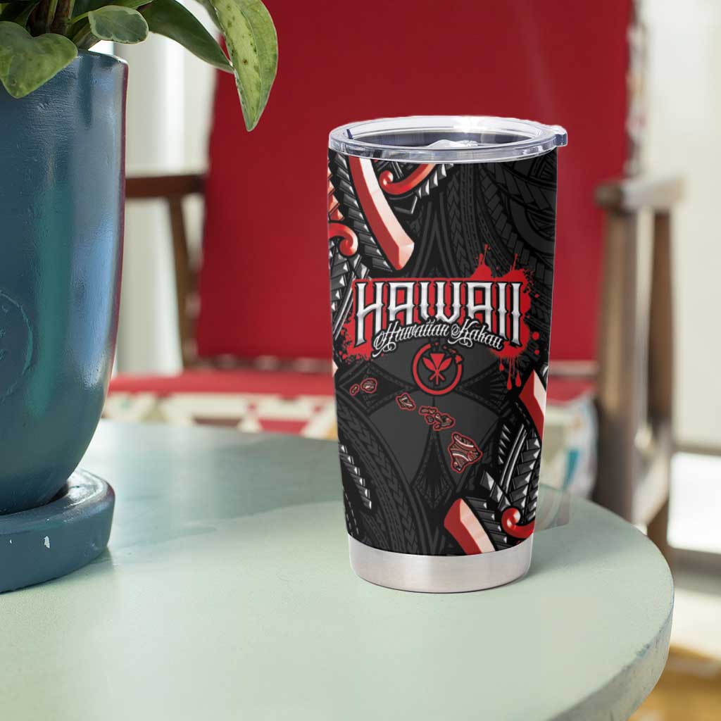 Traditional Art Hawaiian Kakau Tattoos Tumbler Cup Red Color - Polynesian Pride