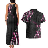 Traditional Art Hawaiian Kakau Tattoos Couples Matching Tank Maxi Dress and Hawaiian Shirt Pink Color LT03 - Polynesian Pride
