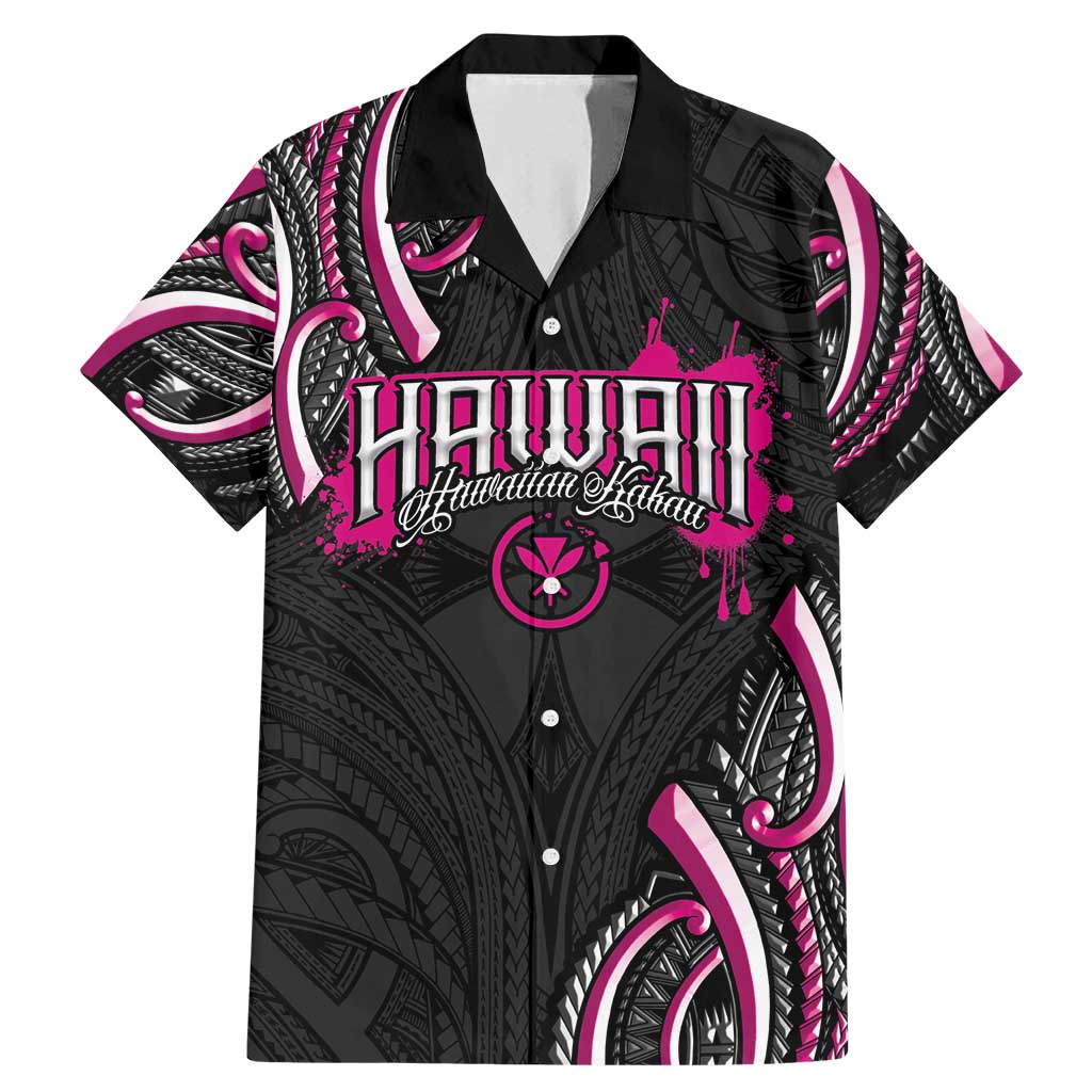 Traditional Art Hawaiian Kakau Tattoos Family Matching Mermaid Dress and Hawaiian Shirt Pink Color LT03 Dad's Shirt - Short Sleeve Pink - Polynesian Pride