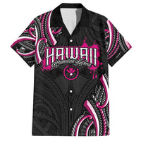 Traditional Art Hawaiian Kakau Tattoos Family Matching Puletasi and Hawaiian Shirt Pink Color LT03 Dad's Shirt - Short Sleeve Pink - Polynesian Pride