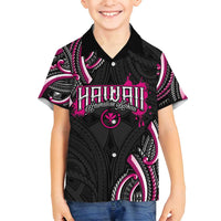 Traditional Art Hawaiian Kakau Tattoos Family Matching Puletasi and Hawaiian Shirt Pink Color LT03 Son's Shirt Pink - Polynesian Pride