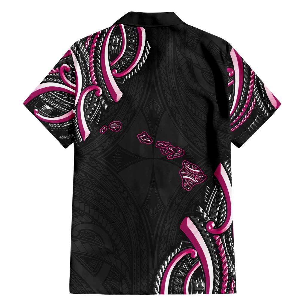 Traditional Art Hawaiian Kakau Tattoos Family Matching Short Sleeve Bodycon Dress and Hawaiian Shirt Pink Color LT03 - Polynesian Pride