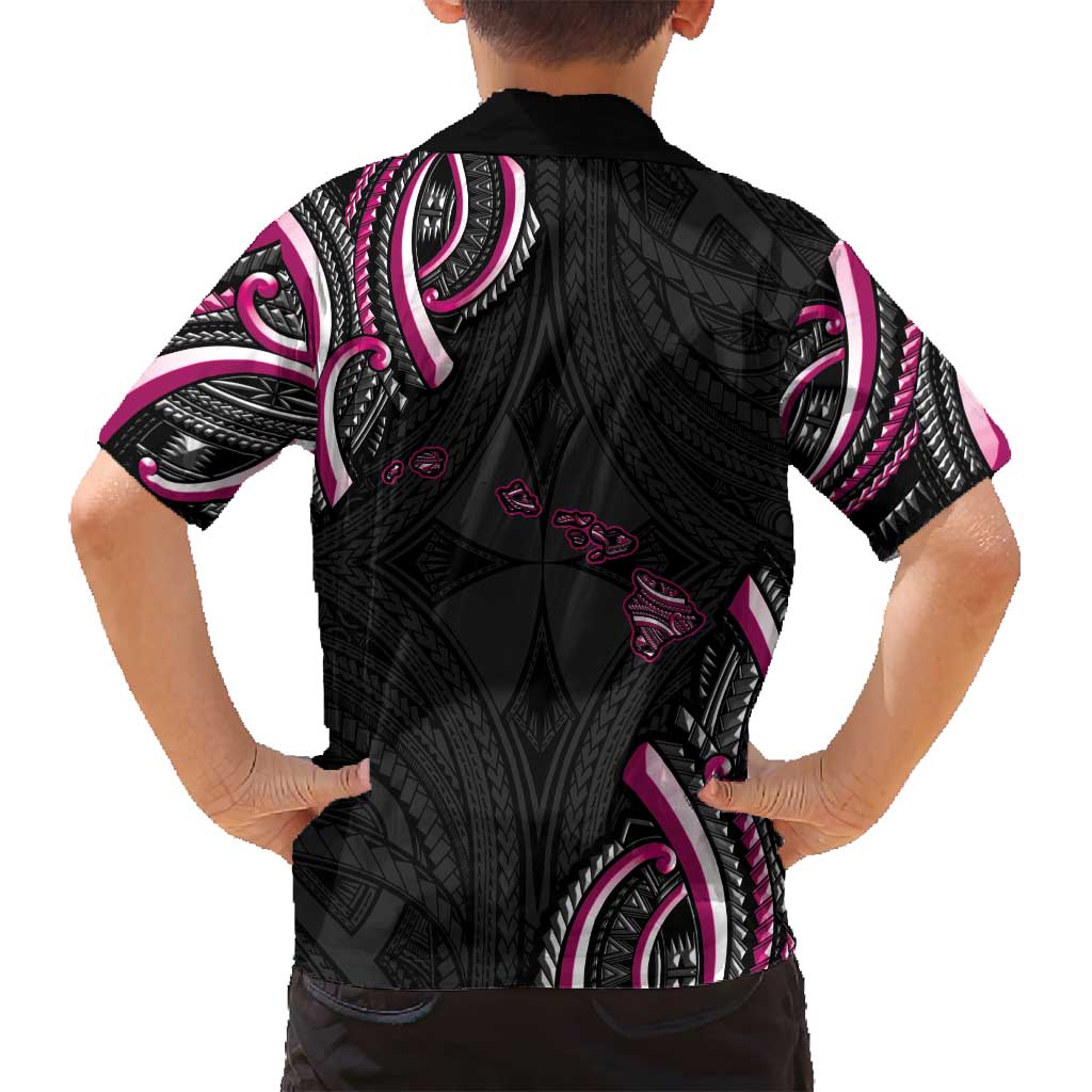 Traditional Art Hawaiian Kakau Tattoos Family Matching Summer Maxi Dress and Hawaiian Shirt Pink Color LT03 - Polynesian Pride