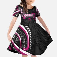 Traditional Art Hawaiian Kakau Tattoos Family Matching Summer Maxi Dress and Hawaiian Shirt Pink Color LT03 Daughter's Dress Pink - Polynesian Pride