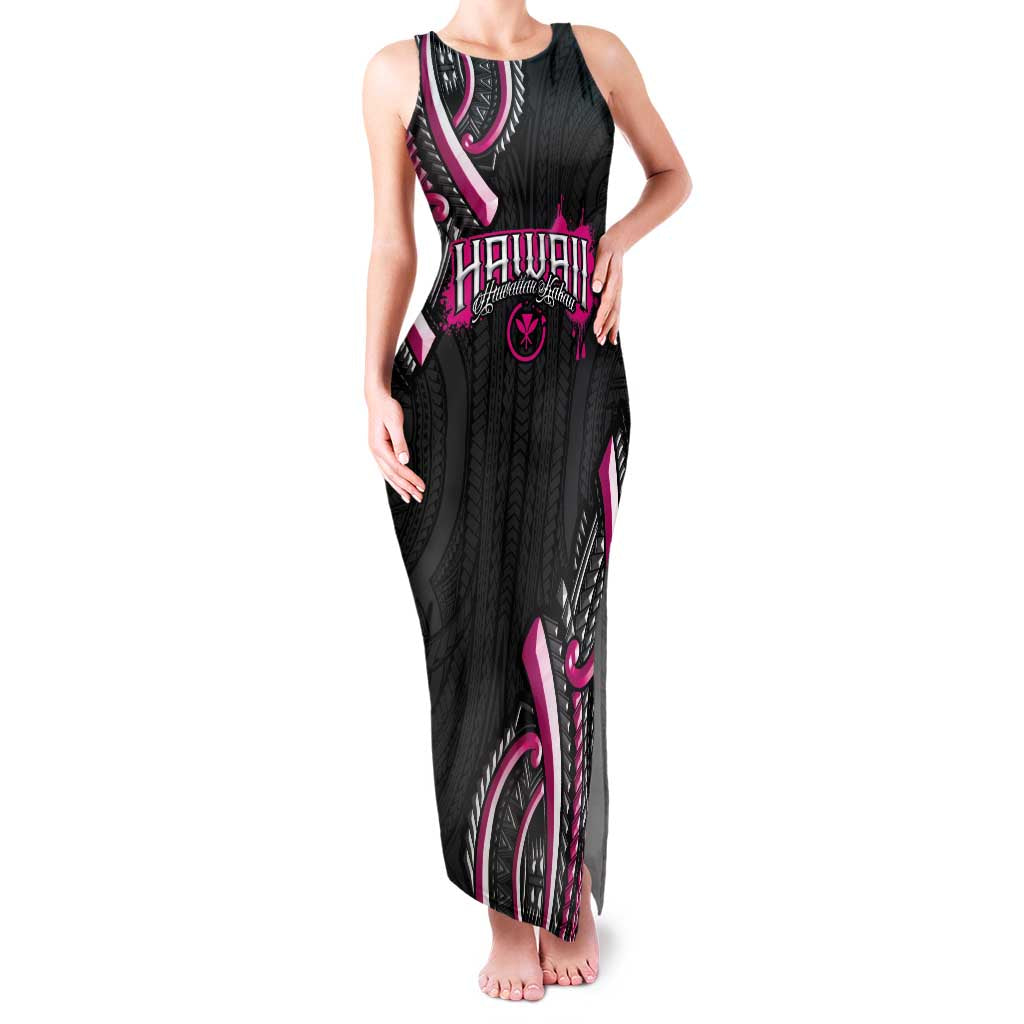 Traditional Art Hawaiian Kakau Tattoos Family Matching Tank Maxi Dress and Hawaiian Shirt Pink Color LT03 Mom's Dress Pink - Polynesian Pride