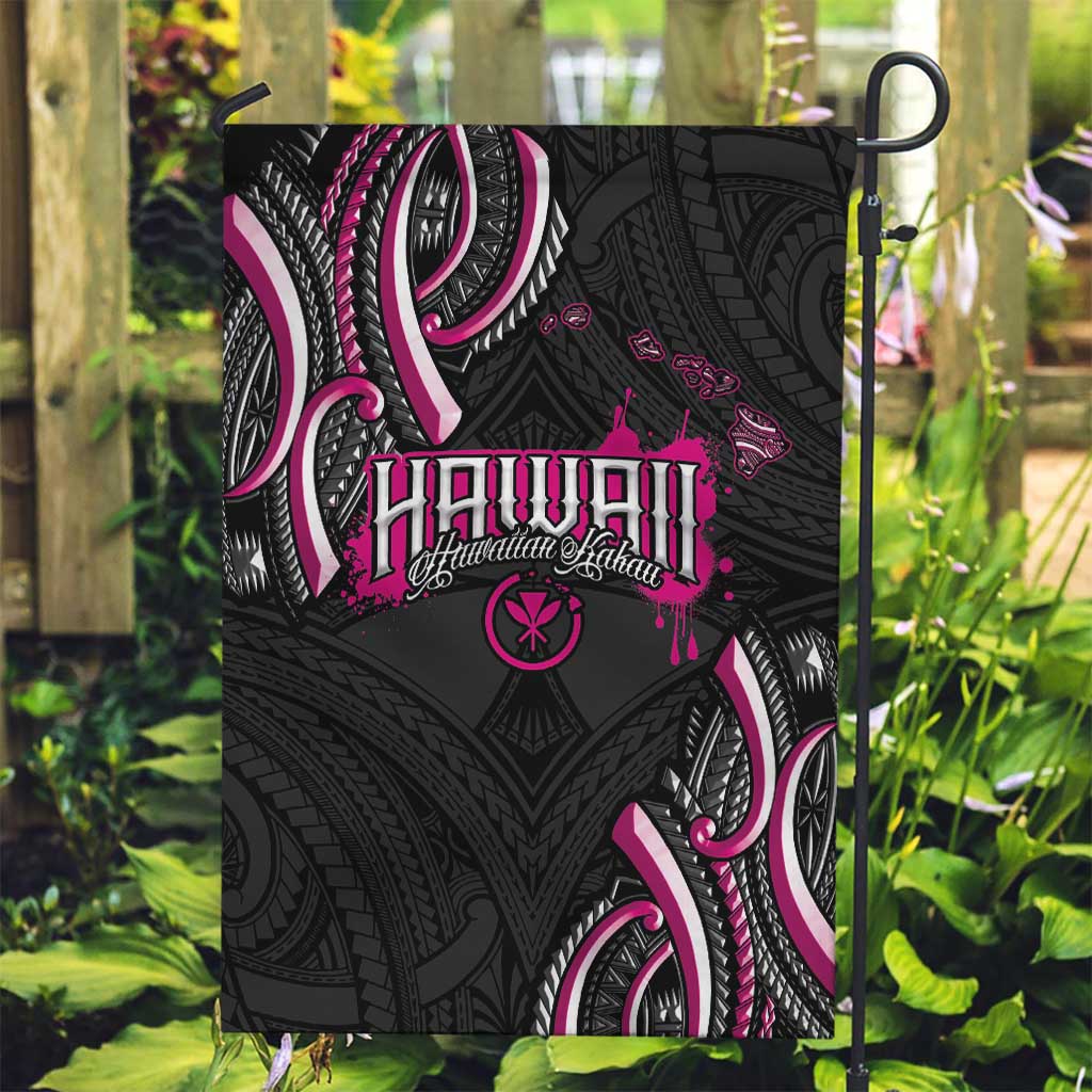 Traditional Art Hawaiian Kakau Tattoos Garden Flag Pink Color - Polynesian Pride