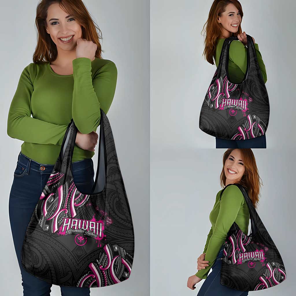 Traditional Art Hawaiian Kakau Tattoos Grocery Bag Pink Color - Polynesian Pride