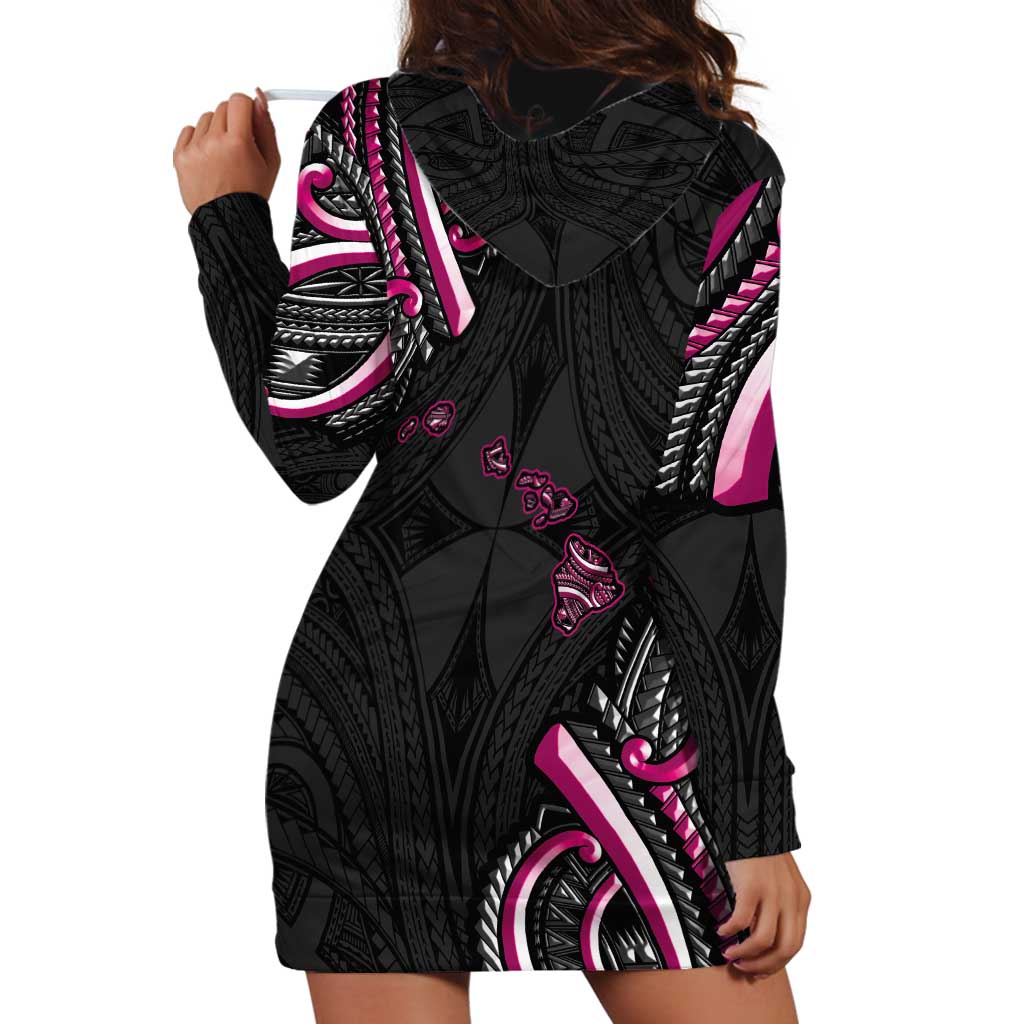 Traditional Art Hawaiian Kakau Tattoos Hoodie Dress Pink Color - Polynesian Pride