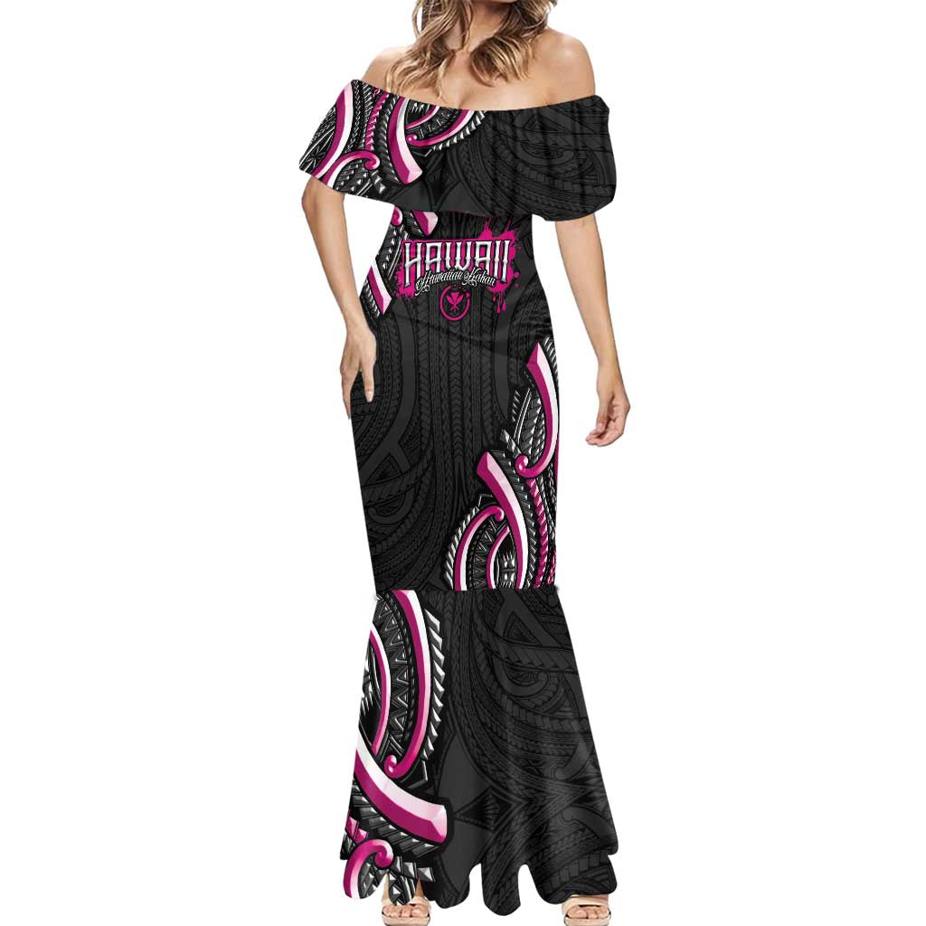 Traditional Art Hawaiian Kakau Tattoos Mermaid Dress Pink Color - Polynesian Pride