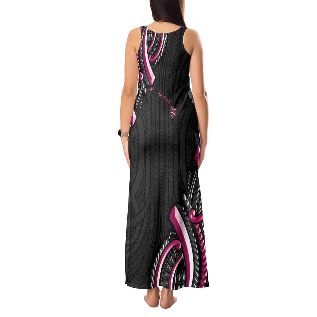 Traditional Art Hawaiian Kakau Tattoos Tank Maxi Dress Pink Color - Polynesian Pride