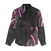 Traditional Art Hawaiian Kakau Tattoos Women Casual Shirt Pink Color - Polynesian Pride