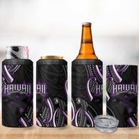 Traditional Art Hawaiian Kakau Tattoos 4 in 1 Can Cooler Tumbler Purple Color - Polynesian Pride