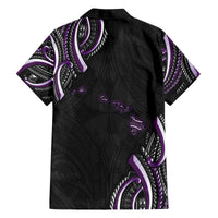 Traditional Art Hawaiian Kakau Tattoos Family Matching Off The Shoulder Long Sleeve Dress and Hawaiian Shirt Purple Color LT03 - Polynesian Pride