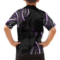 Traditional Art Hawaiian Kakau Tattoos Family Matching Off Shoulder Maxi Dress and Hawaiian Shirt Purple Color LT03 - Polynesian Pride