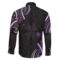 Traditional Art Hawaiian Kakau Tattoos Family Matching Short Sleeve Bodycon Dress and Hawaiian Shirt Purple Color LT03 - Polynesian Pride
