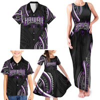 Traditional Art Hawaiian Kakau Tattoos Family Matching Tank Maxi Dress and Hawaiian Shirt Purple Color LT03 - Polynesian Pride
