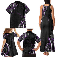 Traditional Art Hawaiian Kakau Tattoos Family Matching Tank Maxi Dress and Hawaiian Shirt Purple Color LT03 - Polynesian Pride