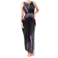 Traditional Art Hawaiian Kakau Tattoos Family Matching Tank Maxi Dress and Hawaiian Shirt Purple Color LT03 Mom's Dress Purple - Polynesian Pride