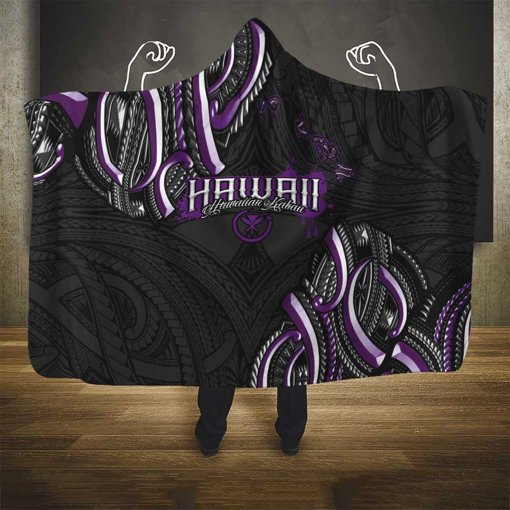 Traditional Art Hawaiian Kakau Tattoos Hooded Blanket Purple Color LT03 - Polynesian Pride