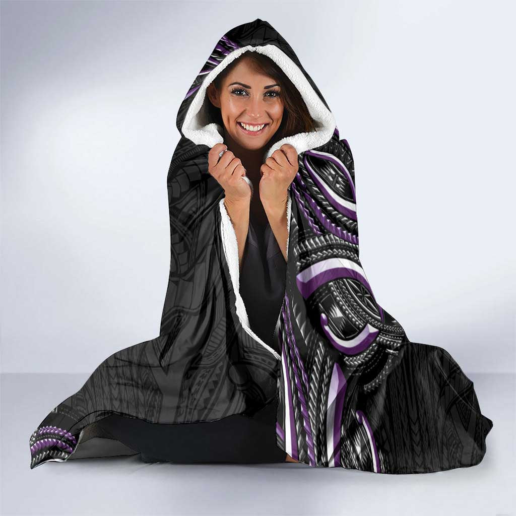 Traditional Art Hawaiian Kakau Tattoos Hooded Blanket Purple Color LT03 - Polynesian Pride